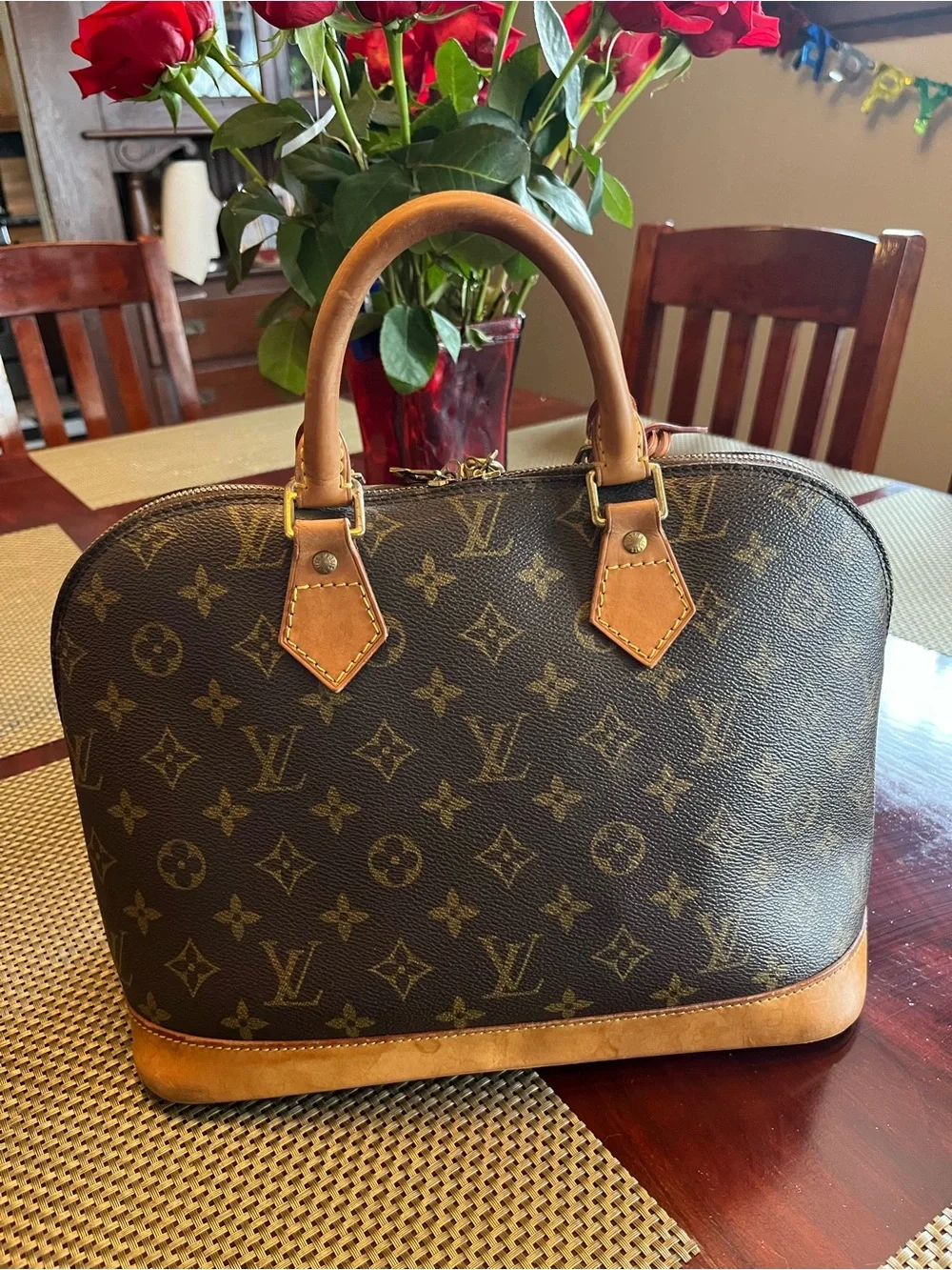 Louis Vuitton Alma PM Monogram Canvas Top Handle Bag Satchel Vintage